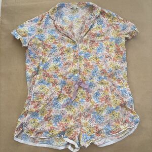 Womens Size XL Loft Pajama Set Floral Shorts And Top Pj cottagecore